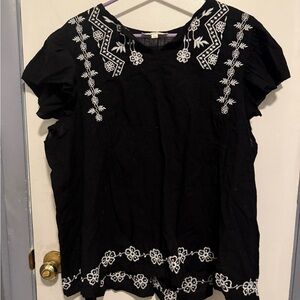 Jennifer & Grace Embroidered Black and White Women's Top